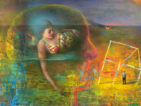 Mario Gómez, Cuatro muros, óleo sobre tela, 135 x 220 cm., 2024